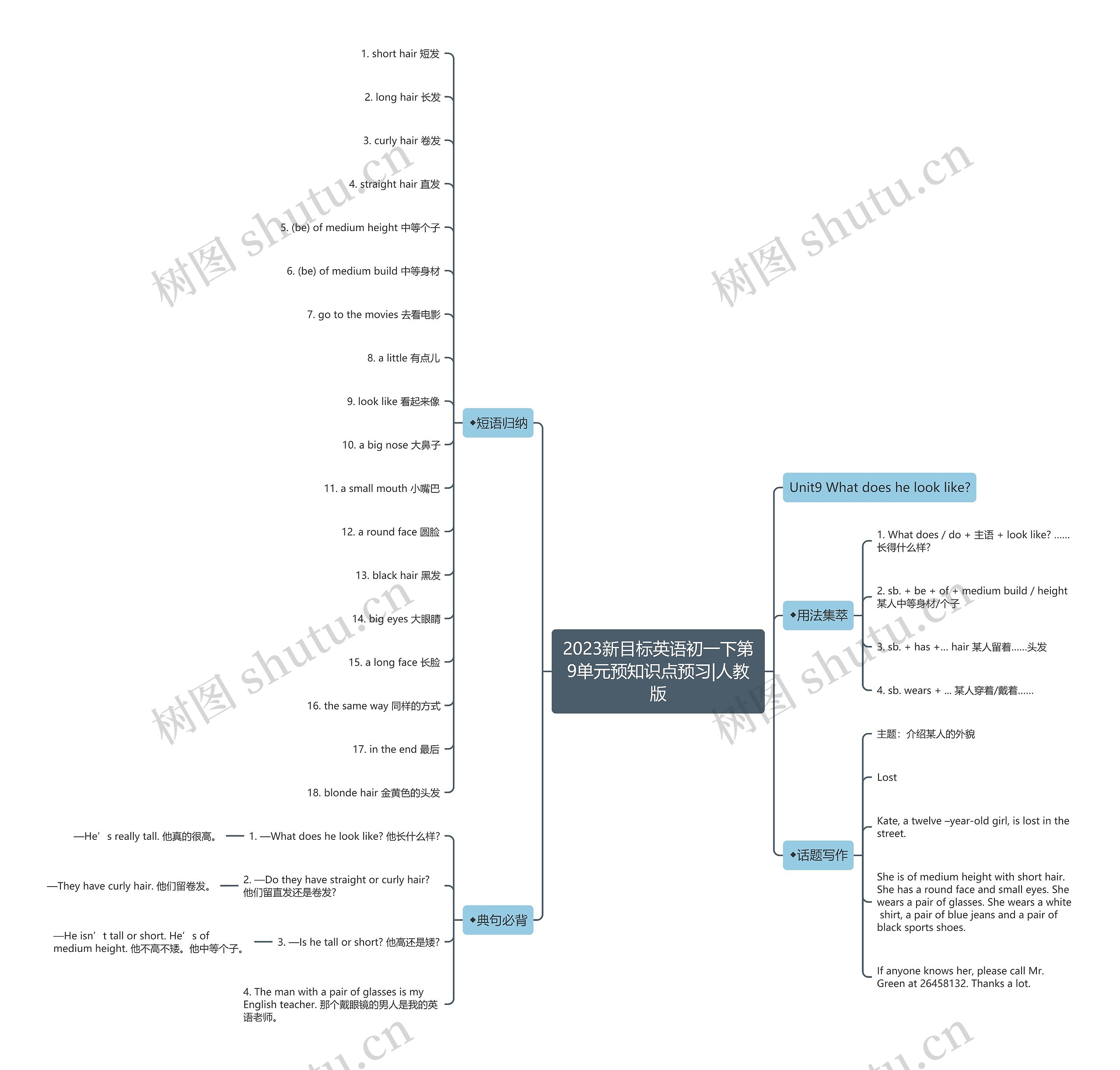 2023新目标英语初一下第9单元预知识点预习|人教版思维导图