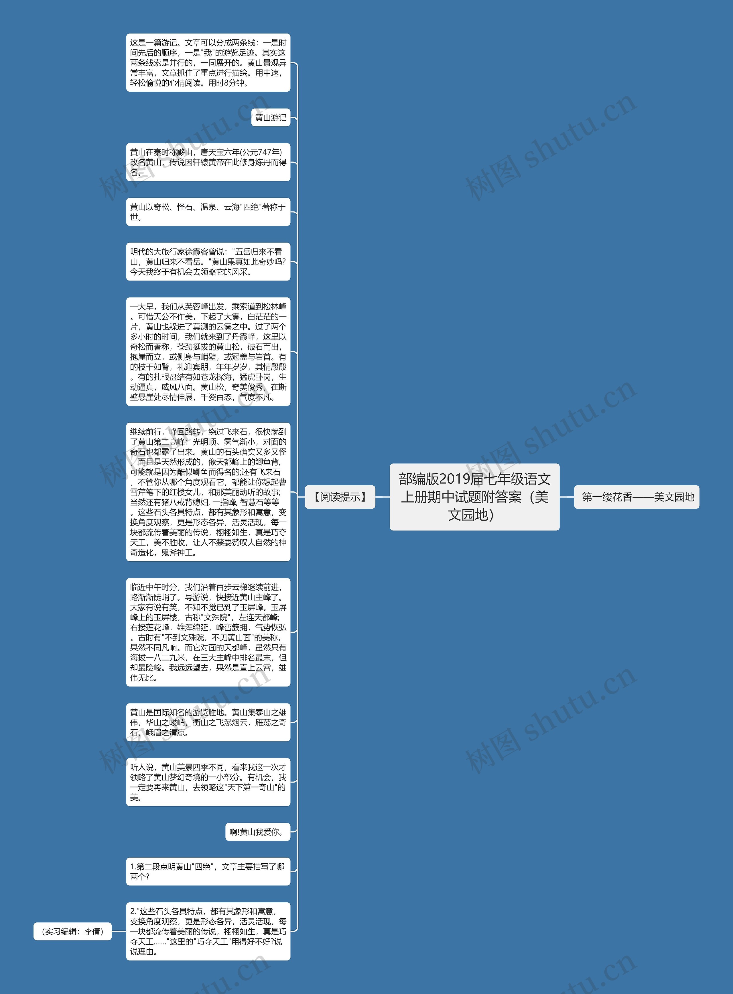 部编版2019届七年级语文上册期中试题附答案（美文园地）思维导图