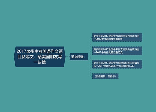 2017泉州中考英语作文题目及范文：给美国朋友写一封信