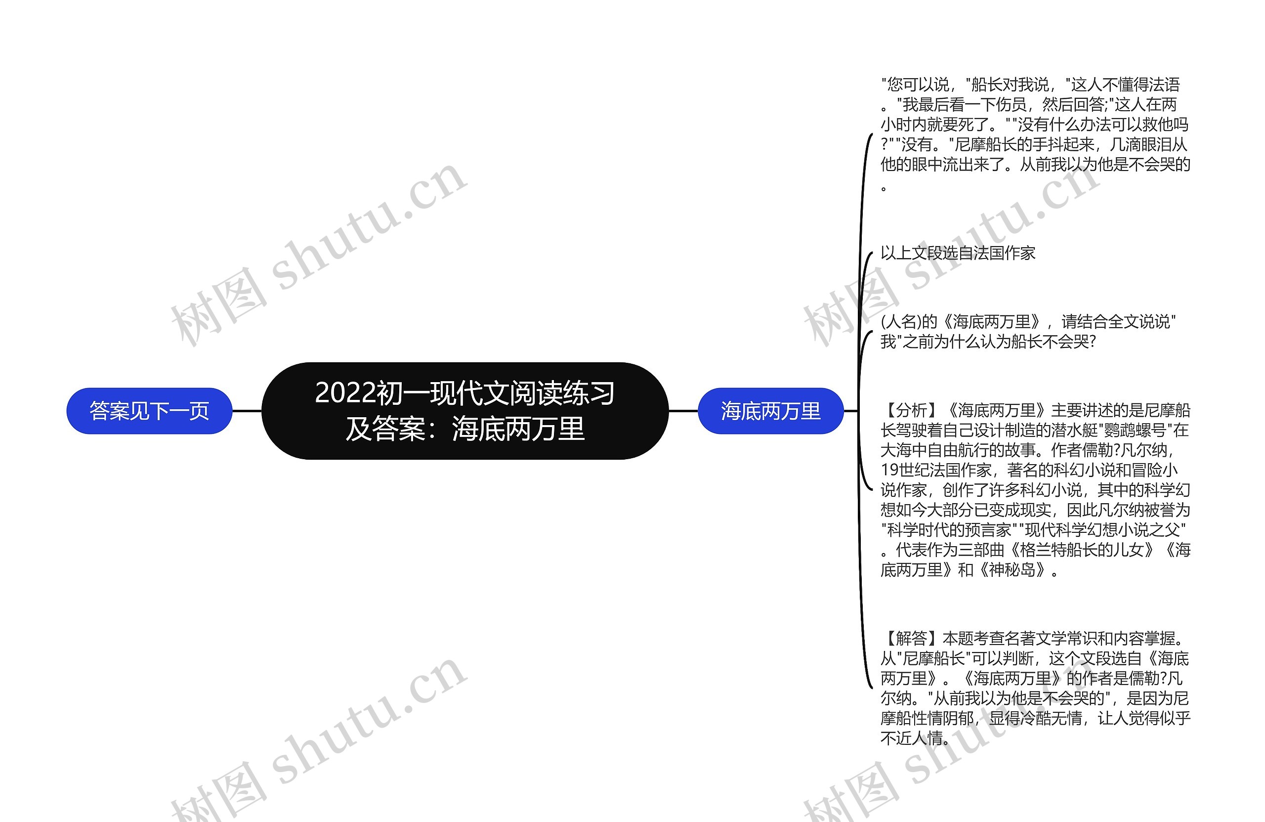 2022初一现代文阅读练习及答案：海底两万里思维导图