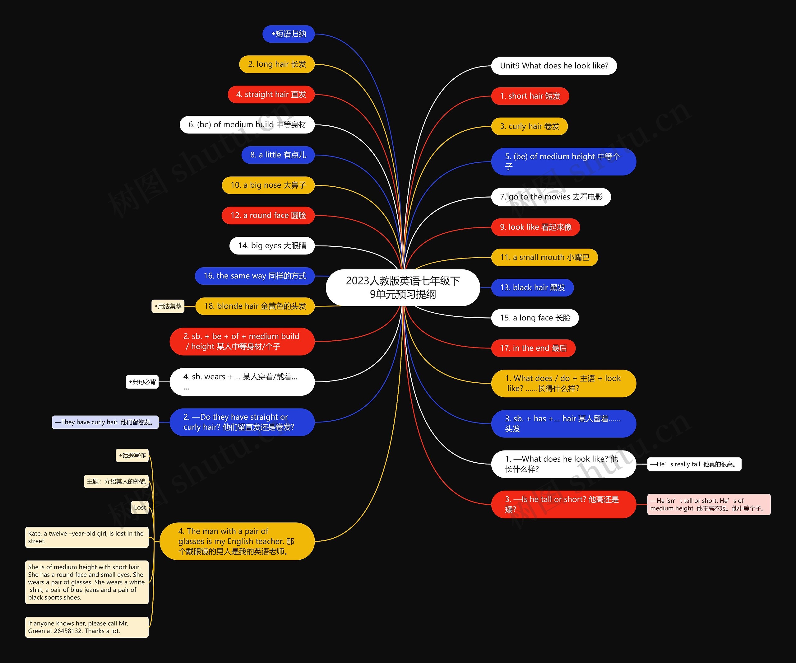 2023人教版英语七年级下9单元预习提纲思维导图