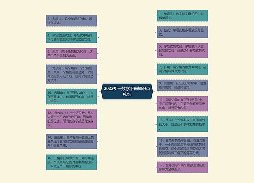 2022初一数学下册知识点总结