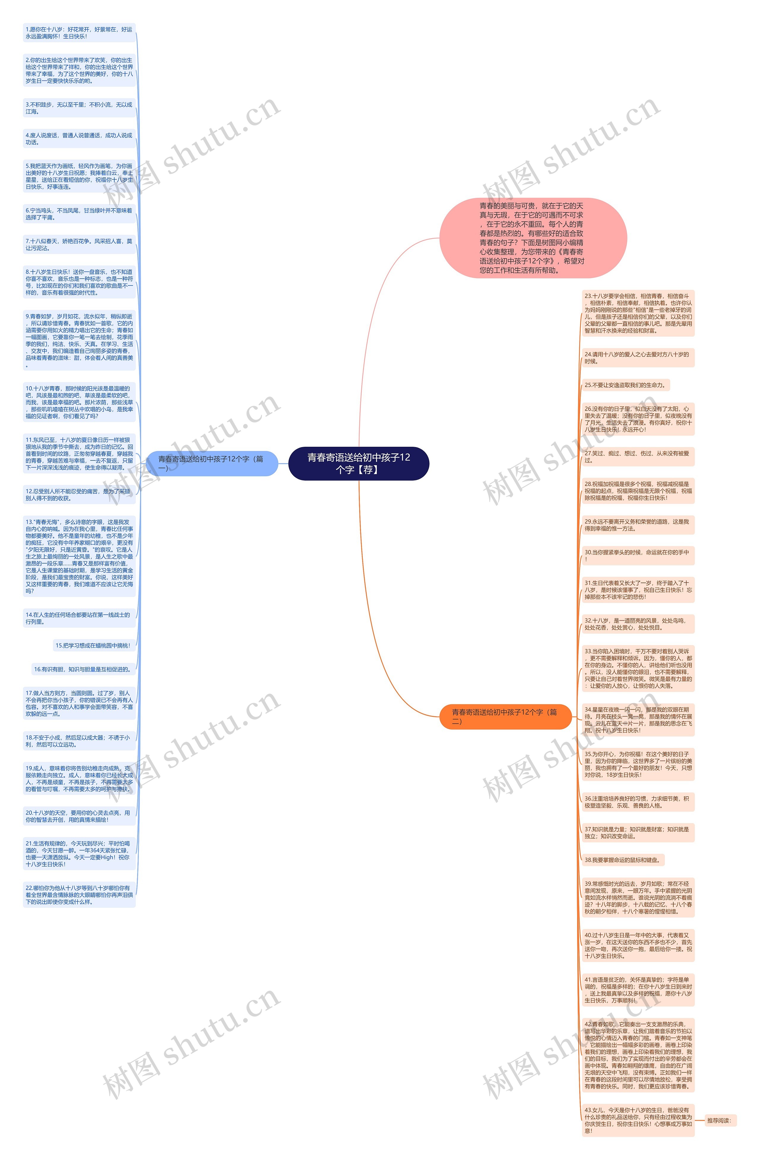 青春寄语送给初中孩子12个字【荐】思维导图