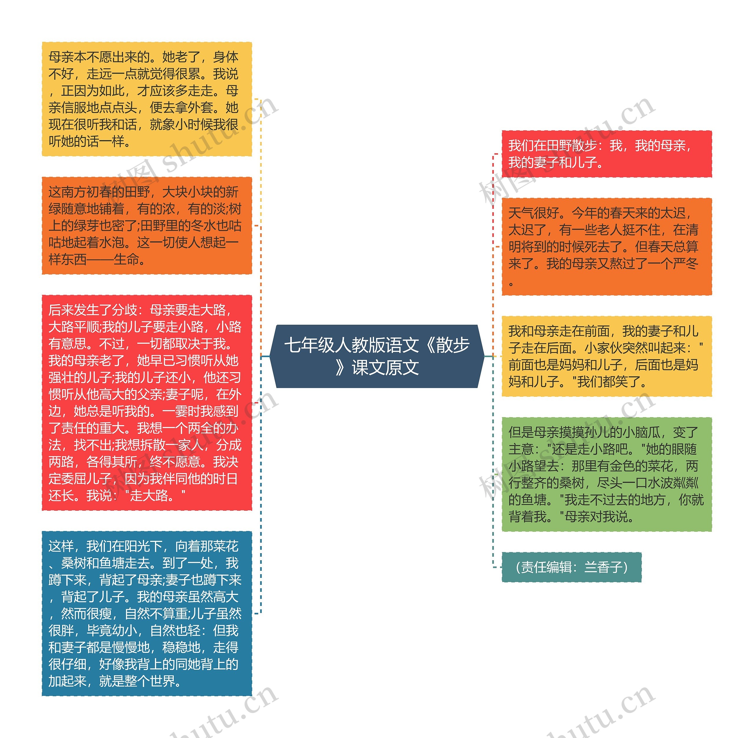 七年级人教版语文《散步》课文原文思维导图