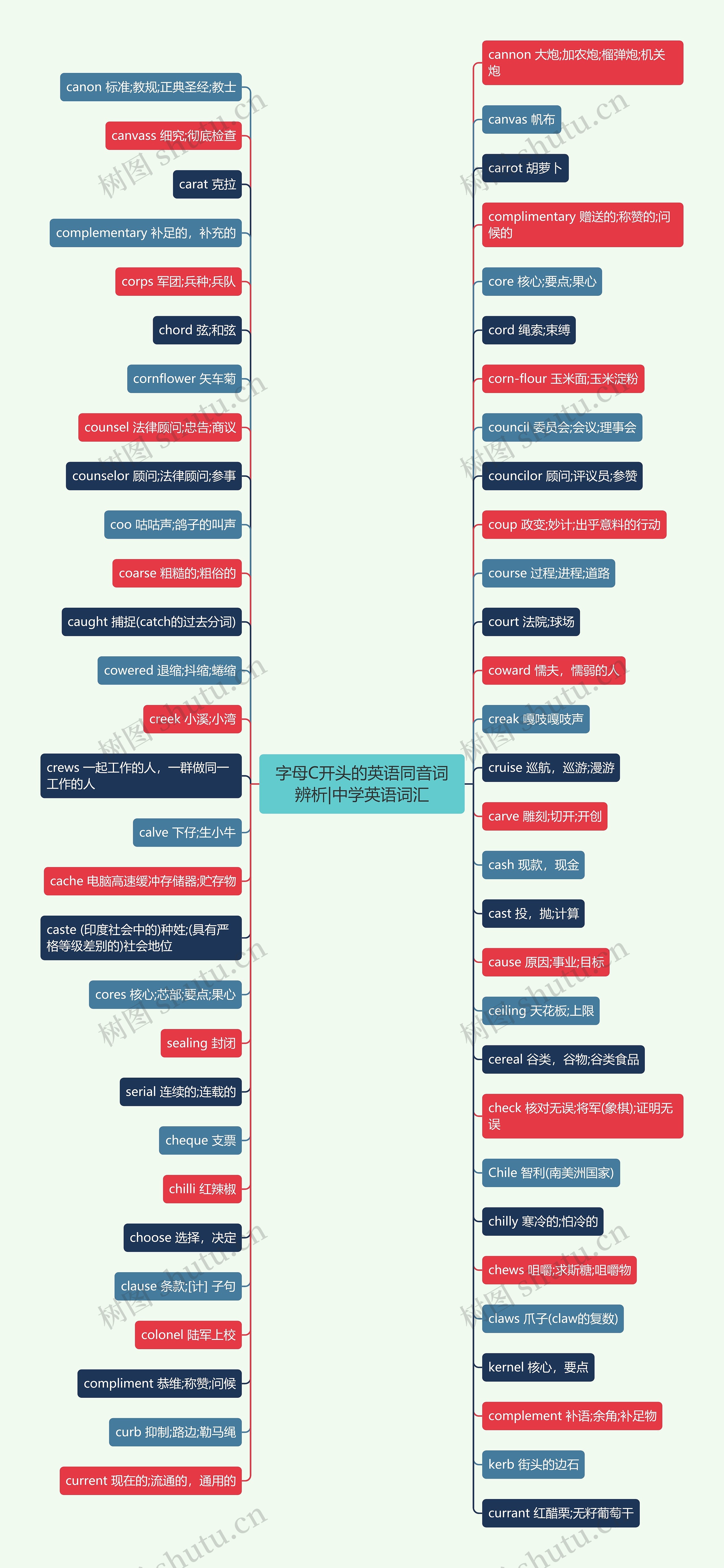 字母C开头的英语同音词辨析|中学英语词汇思维导图