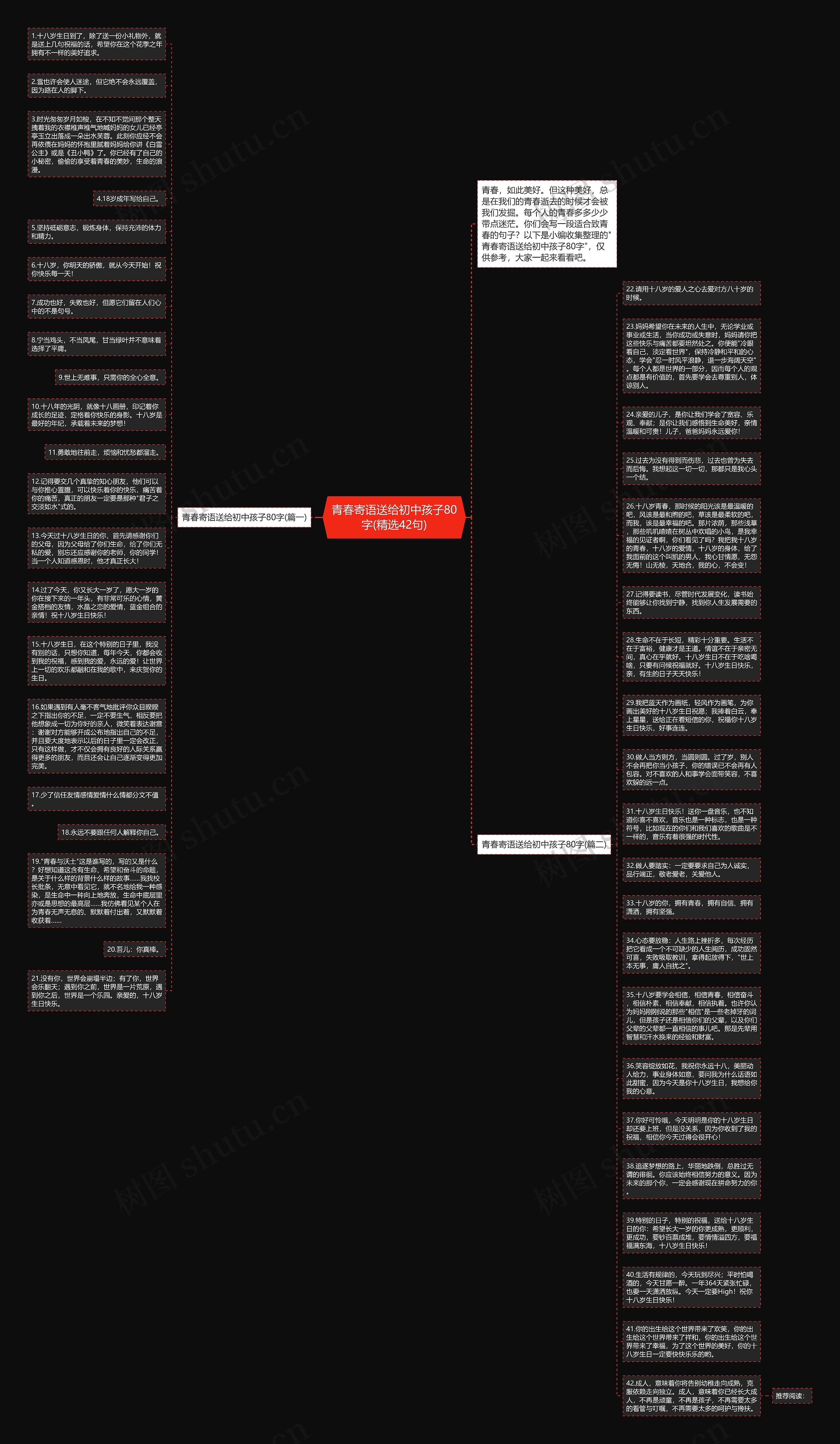 青春寄语送给初中孩子80字(精选42句)思维导图