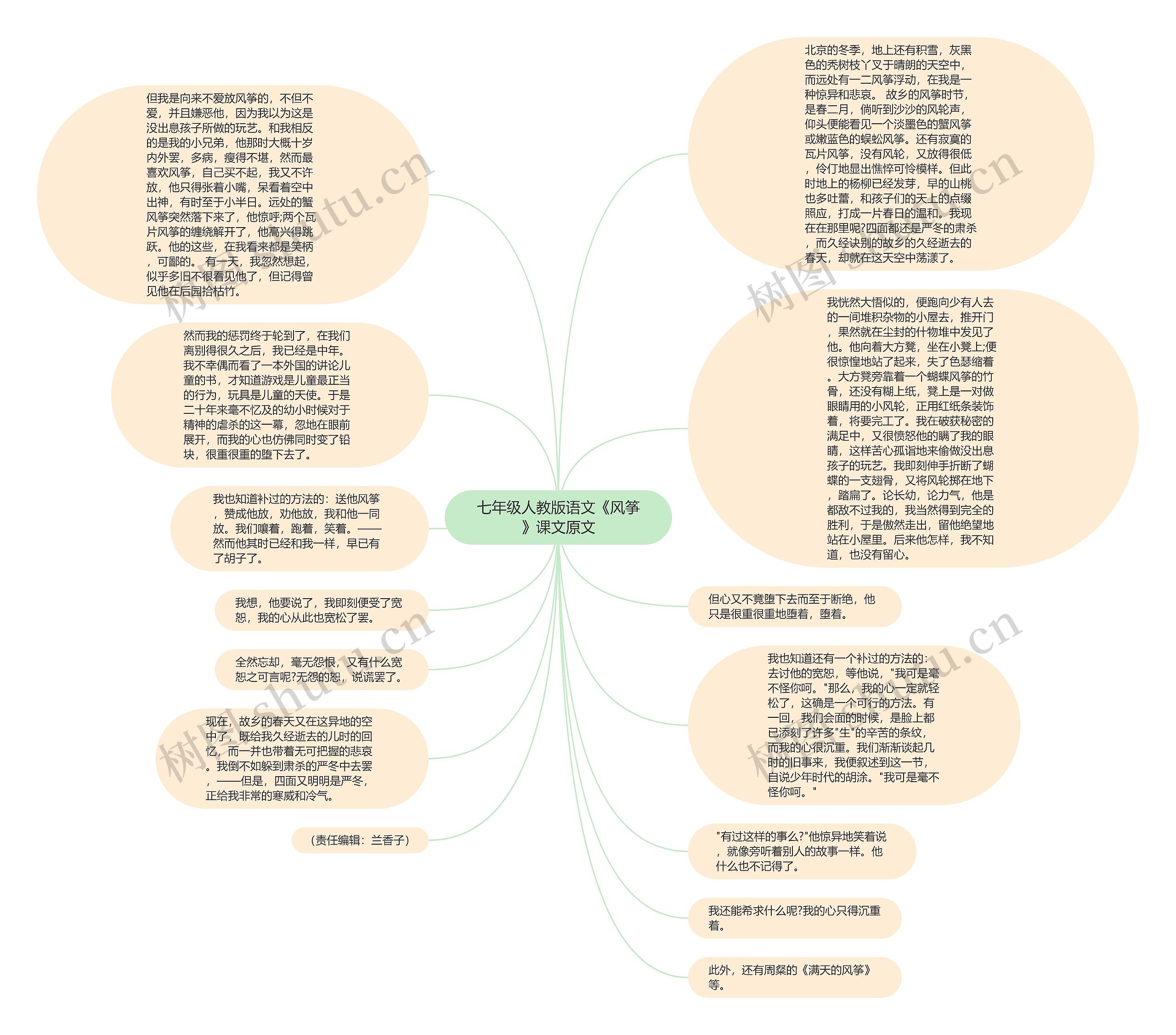 七年级人教版语文《风筝》课文原文思维导图