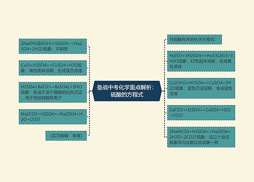 备战中考化学重点解析：硫酸的方程式