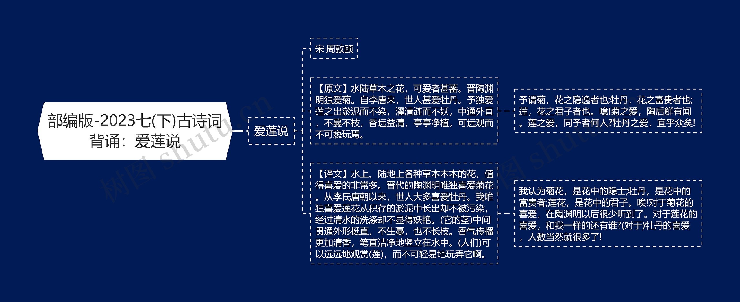 部编版-2023七(下)古诗词背诵：爱莲说思维导图