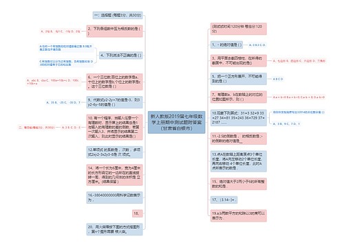 新人教版2019届七年级数学上册期中测试题附答案（甘肃省白银市）