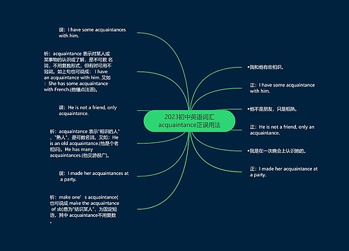 2023初中英语词汇acquaintance正误用法