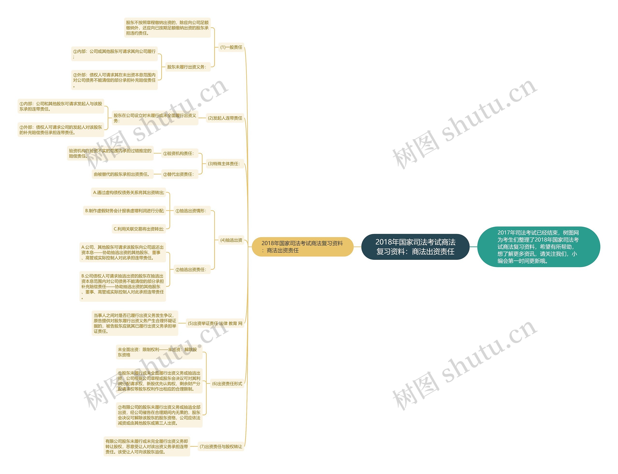 2018年国家司法考试商法复习资料:商法出资责任思维导图高清图 2018年国家司法考试商法复习资料:商法出资责任思维导图