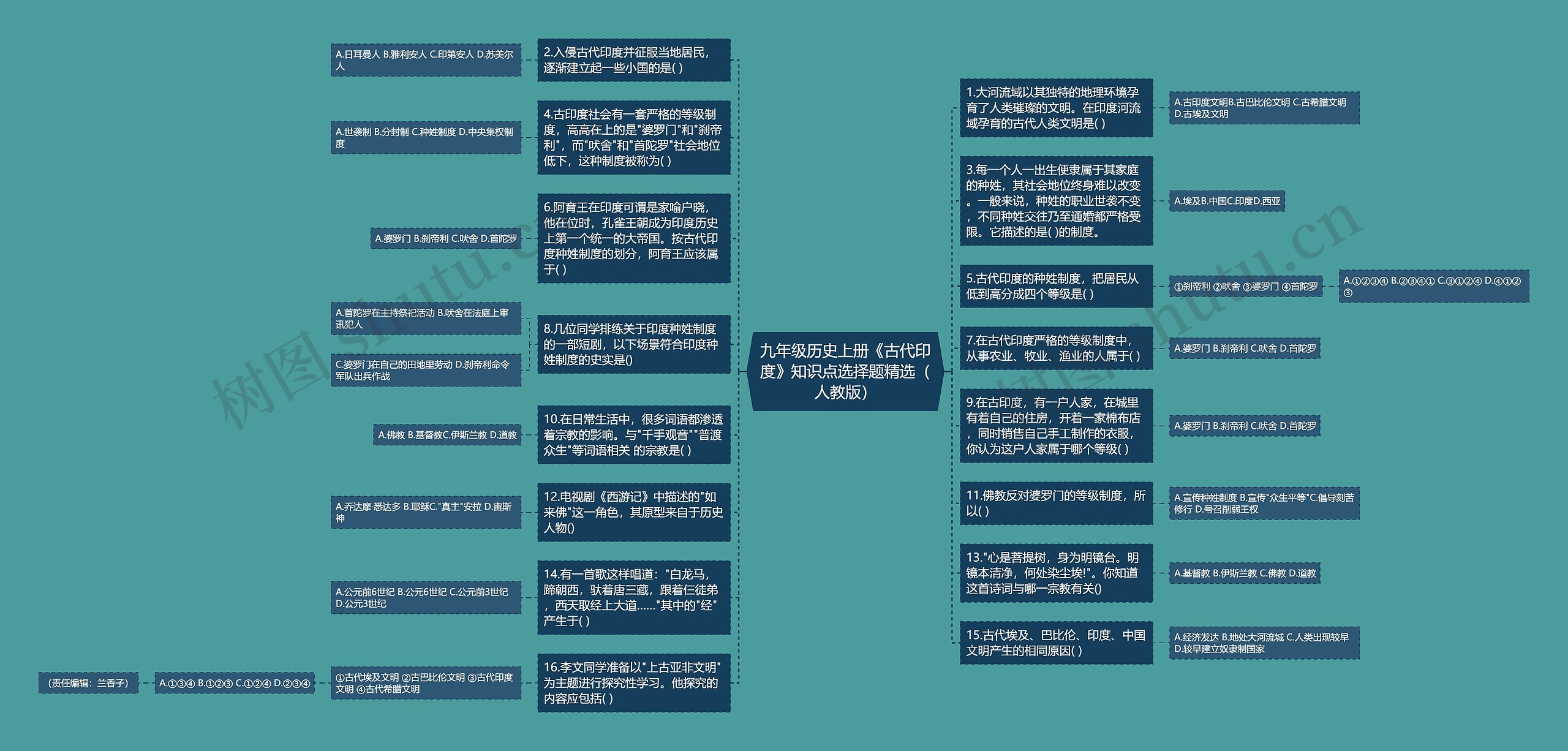 九年级历史上册《古代印度》知识点选择题精选（人教版）