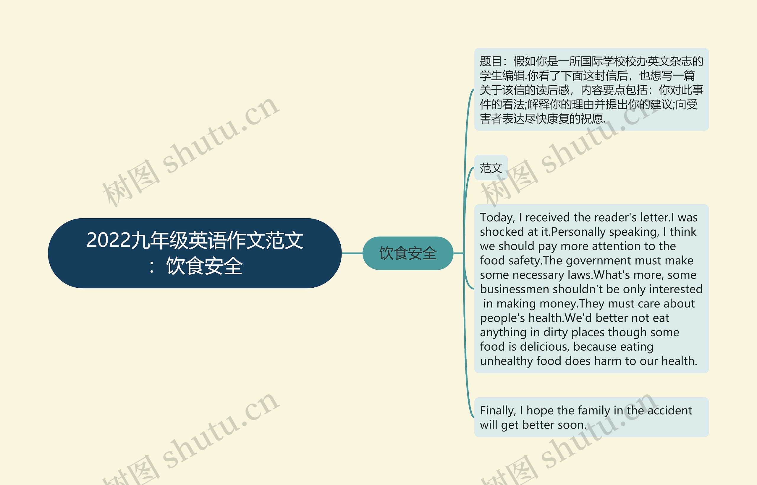 2022九年级英语作文范文：饮食安全思维导图