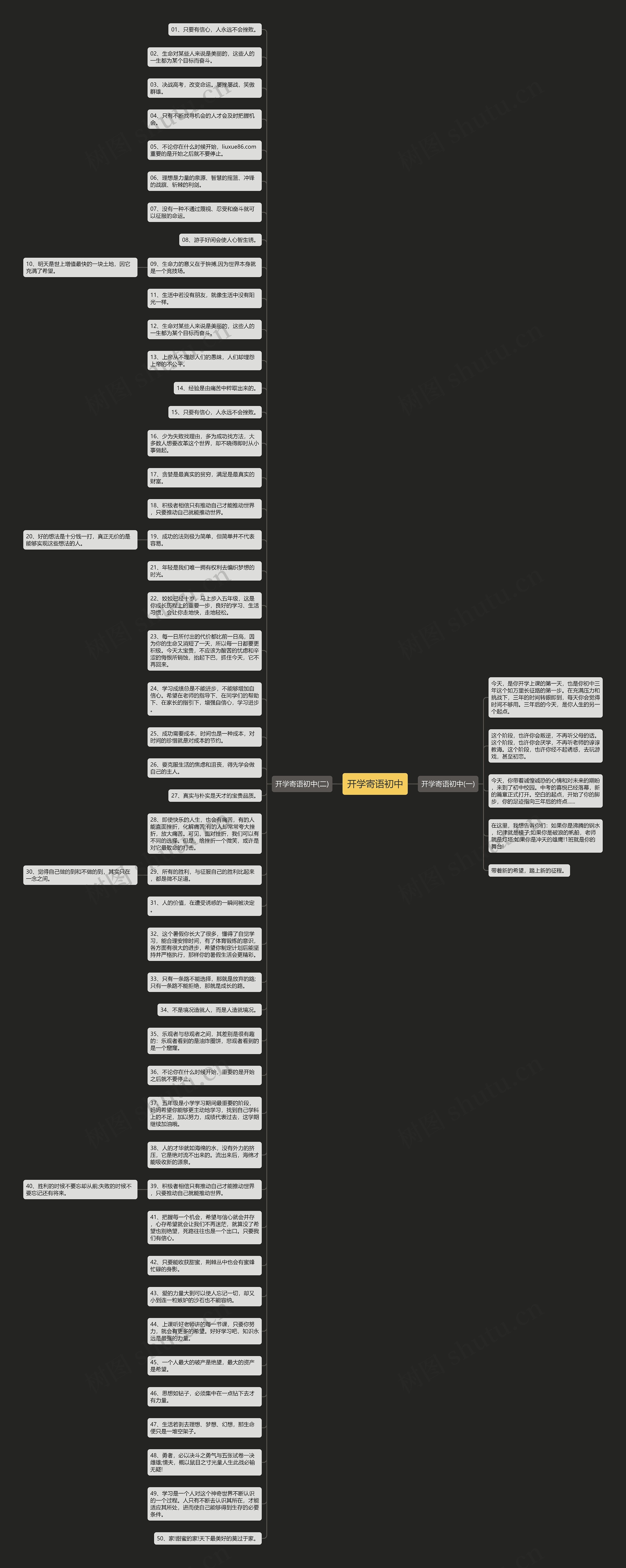 开学寄语初中思维导图