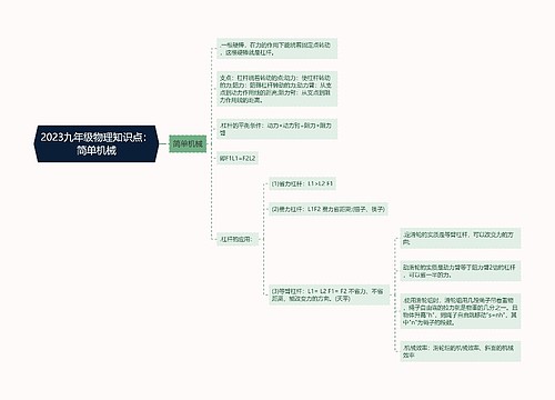 2023九年级物理知识点：简单机械