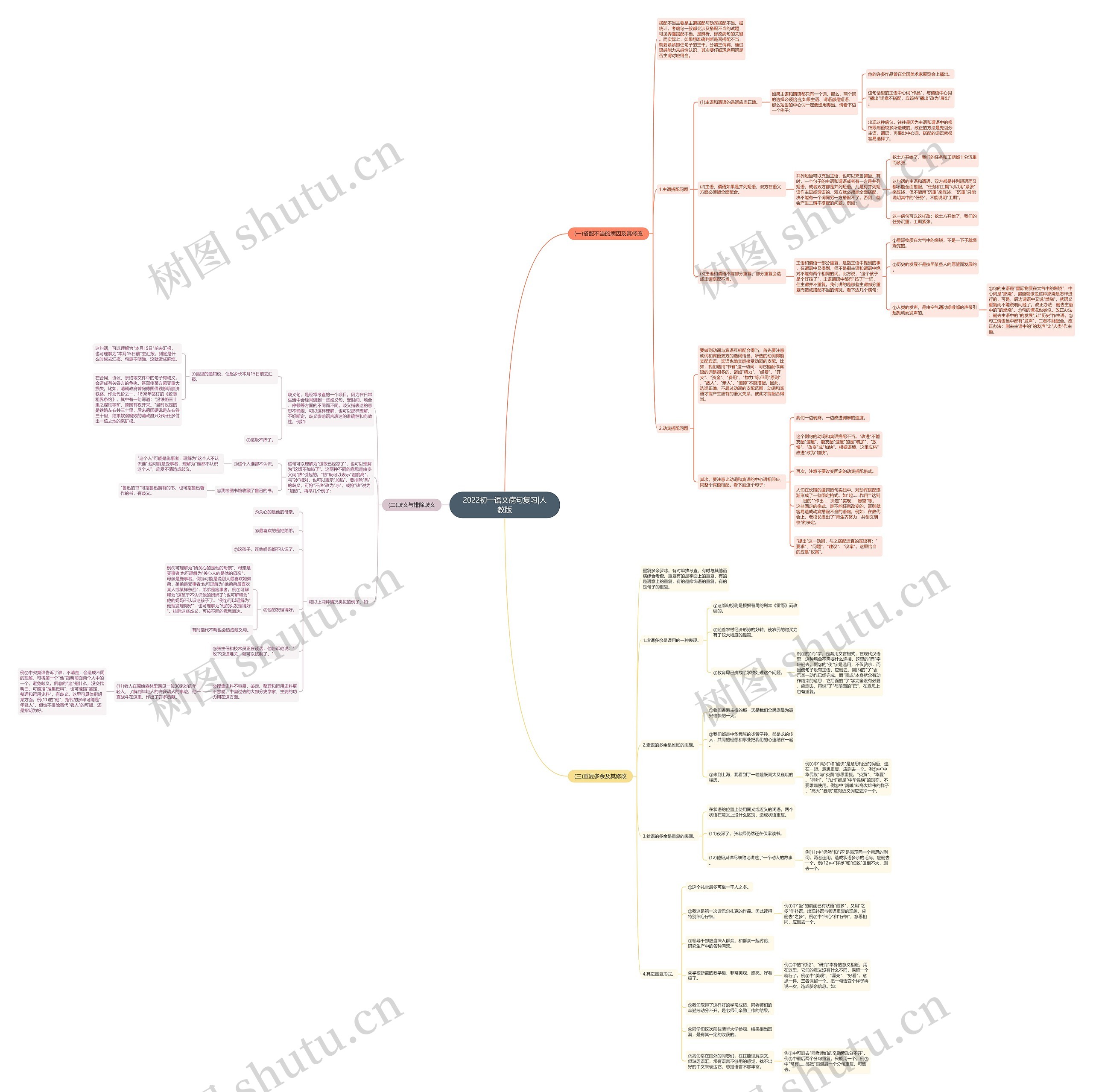 2022初一语文病句复习|人教版思维导图