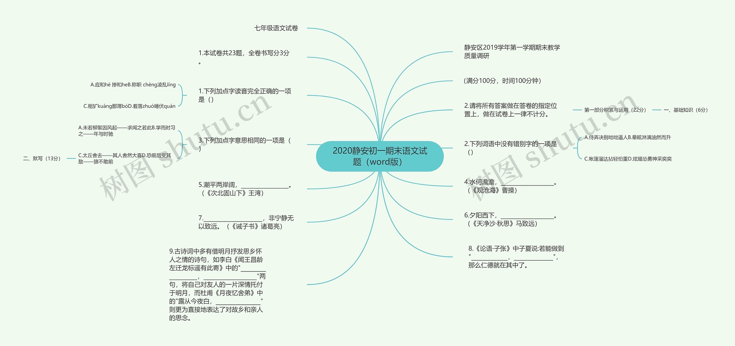 2020静安初一期末语文试题（word版）