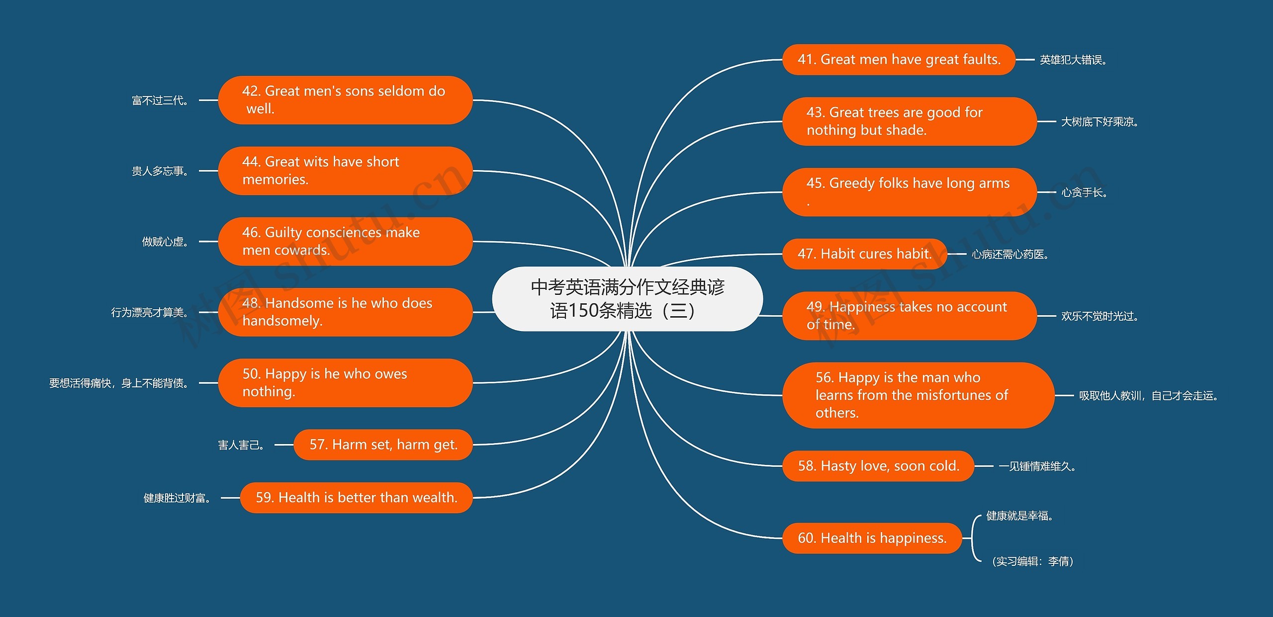 中考英语满分作文经典谚语150条精选（三）思维导图