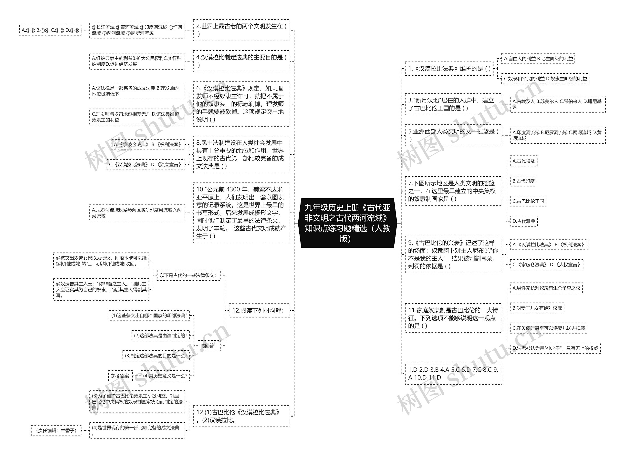 九年级历史上册《古代亚非文明之古代两河流域》知识点练习题精选（人教版）