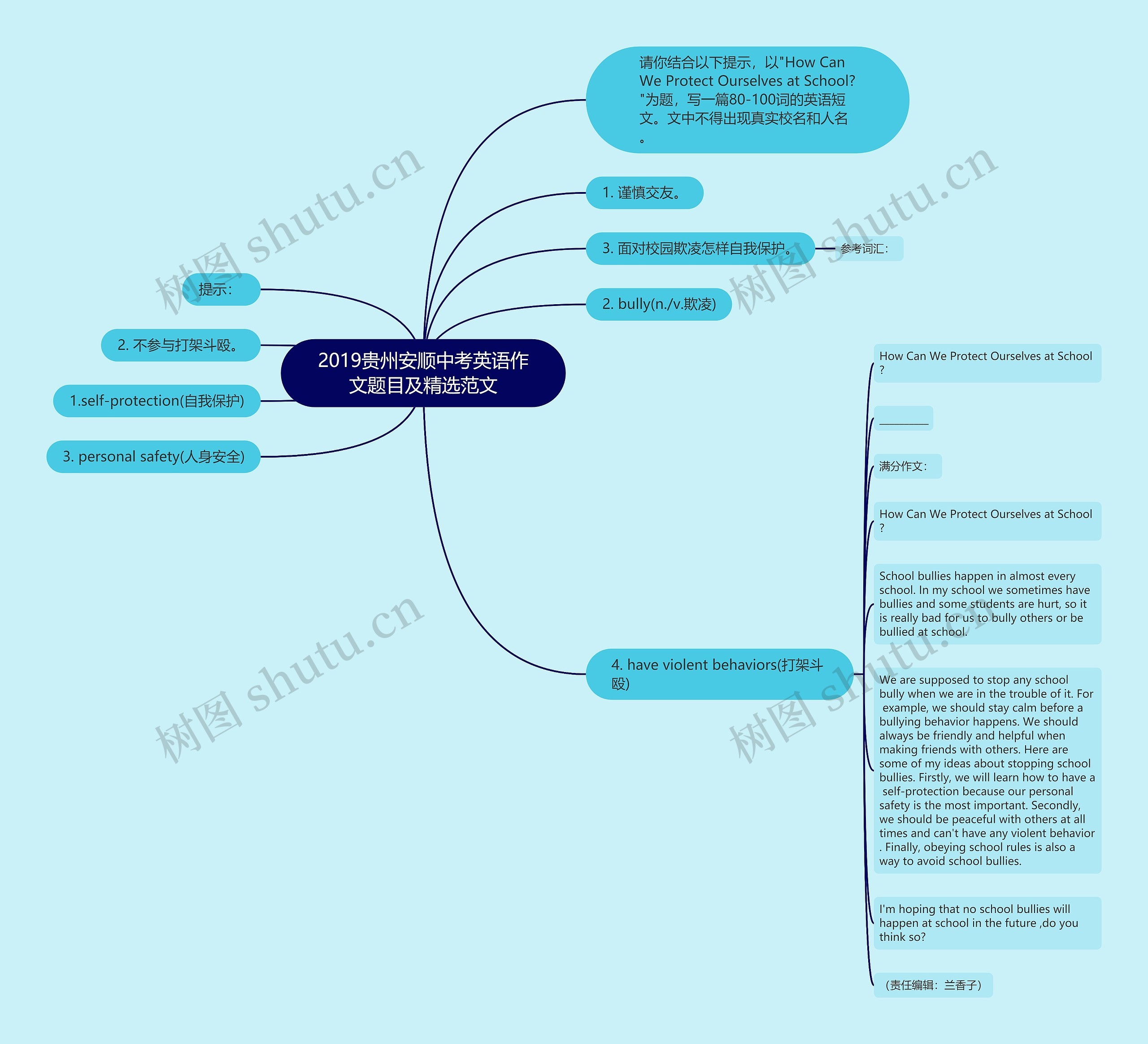 2019贵州安顺中考英语作文题目及精选范文思维导图