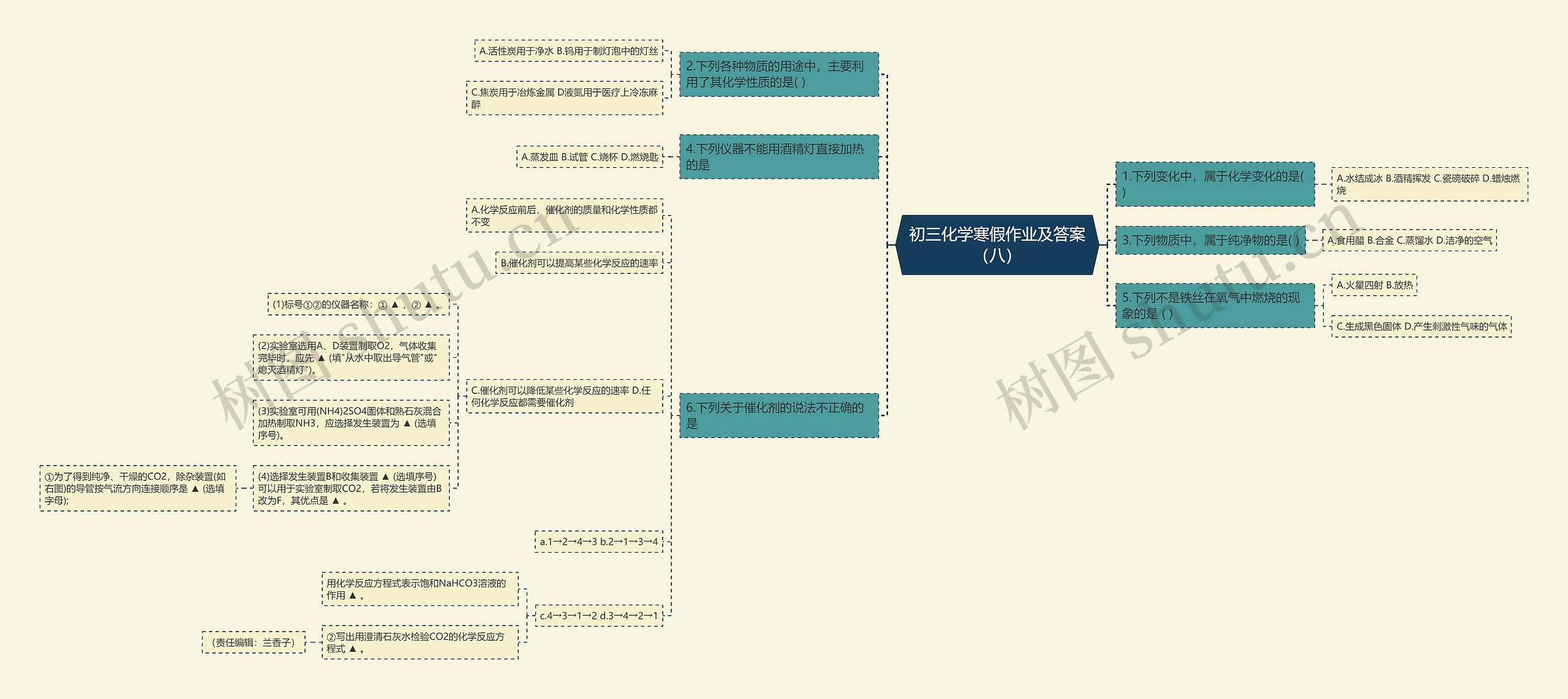 初三化学寒假作业及答案（八）