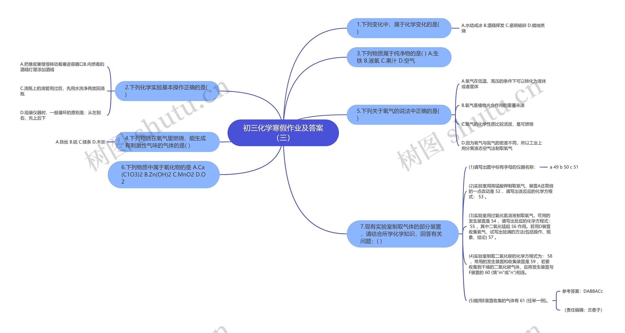 初三化学寒假作业及答案（三）