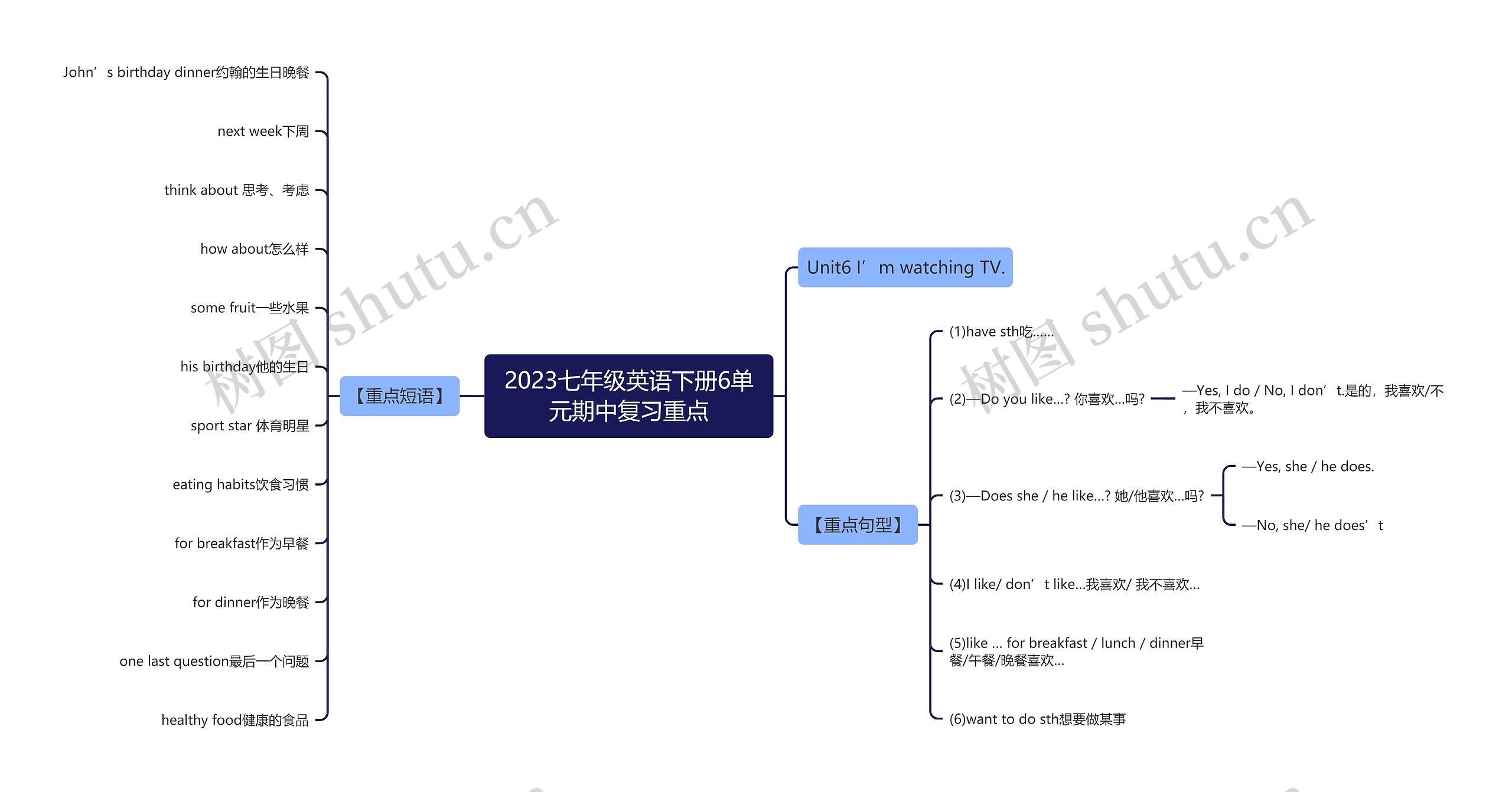 2023七年级英语下册6单元期中复习重点