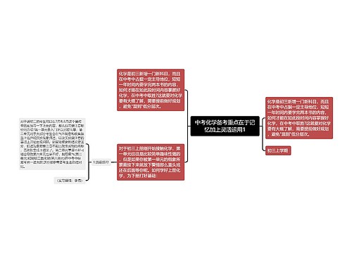 中考化学备考重点在于记忆加上灵活运用1