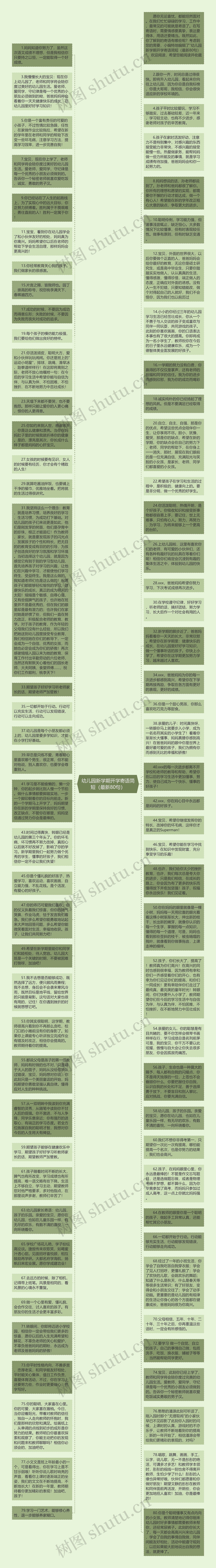 幼儿园新学期开学寄语简短（最新80句）思维导图