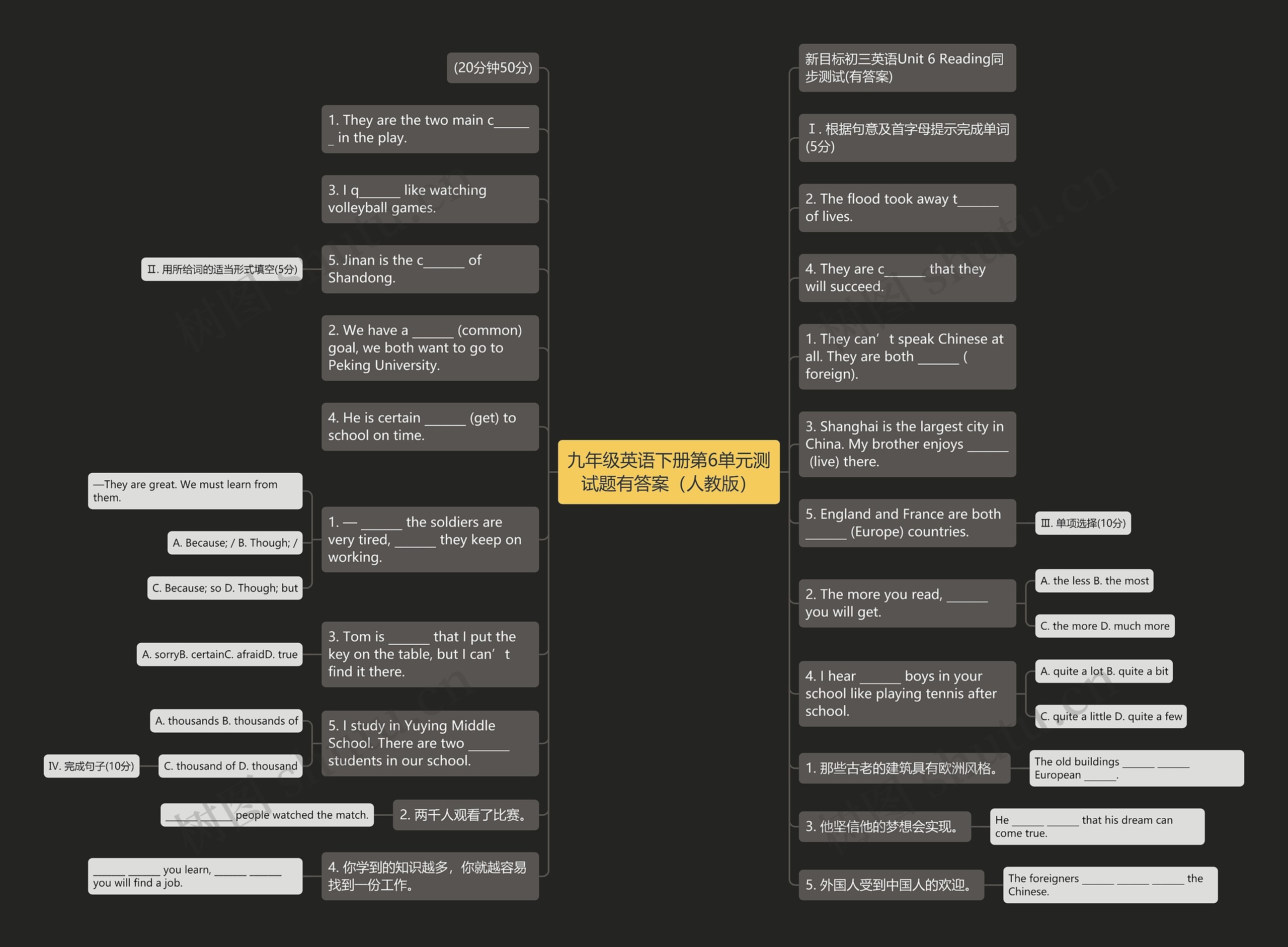 九年级英语下册第6单元测试题有答案（人教版）思维导图