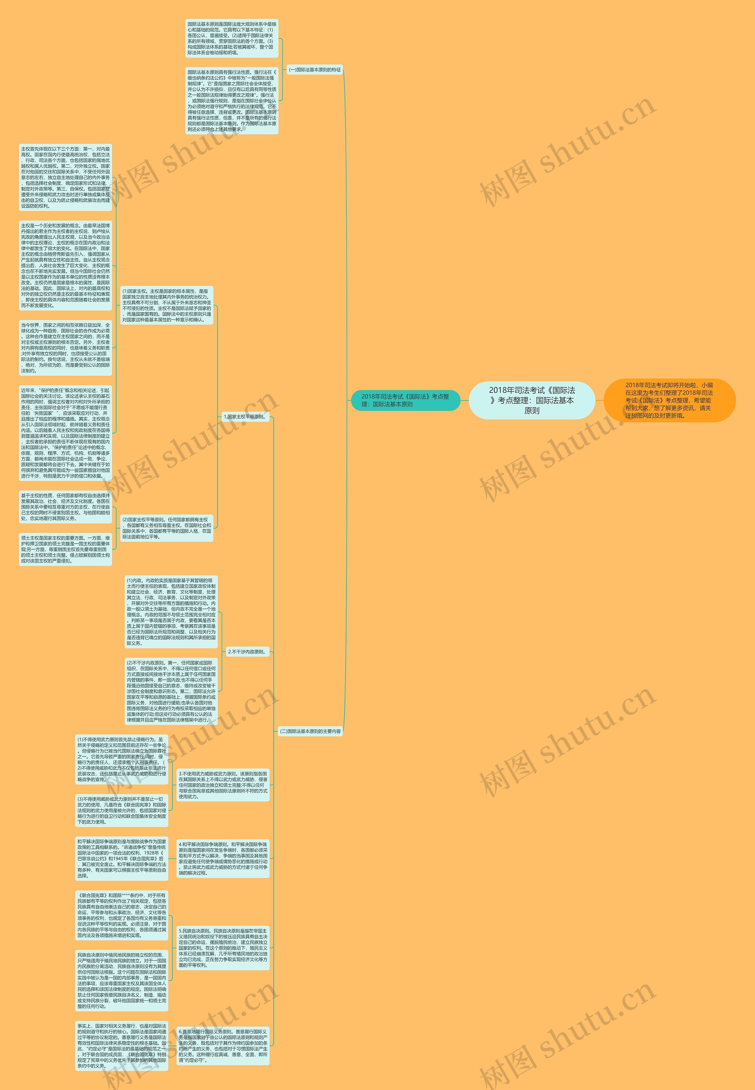 2018年司法考试《国际法》考点整理：国际法基本原则思维导图
