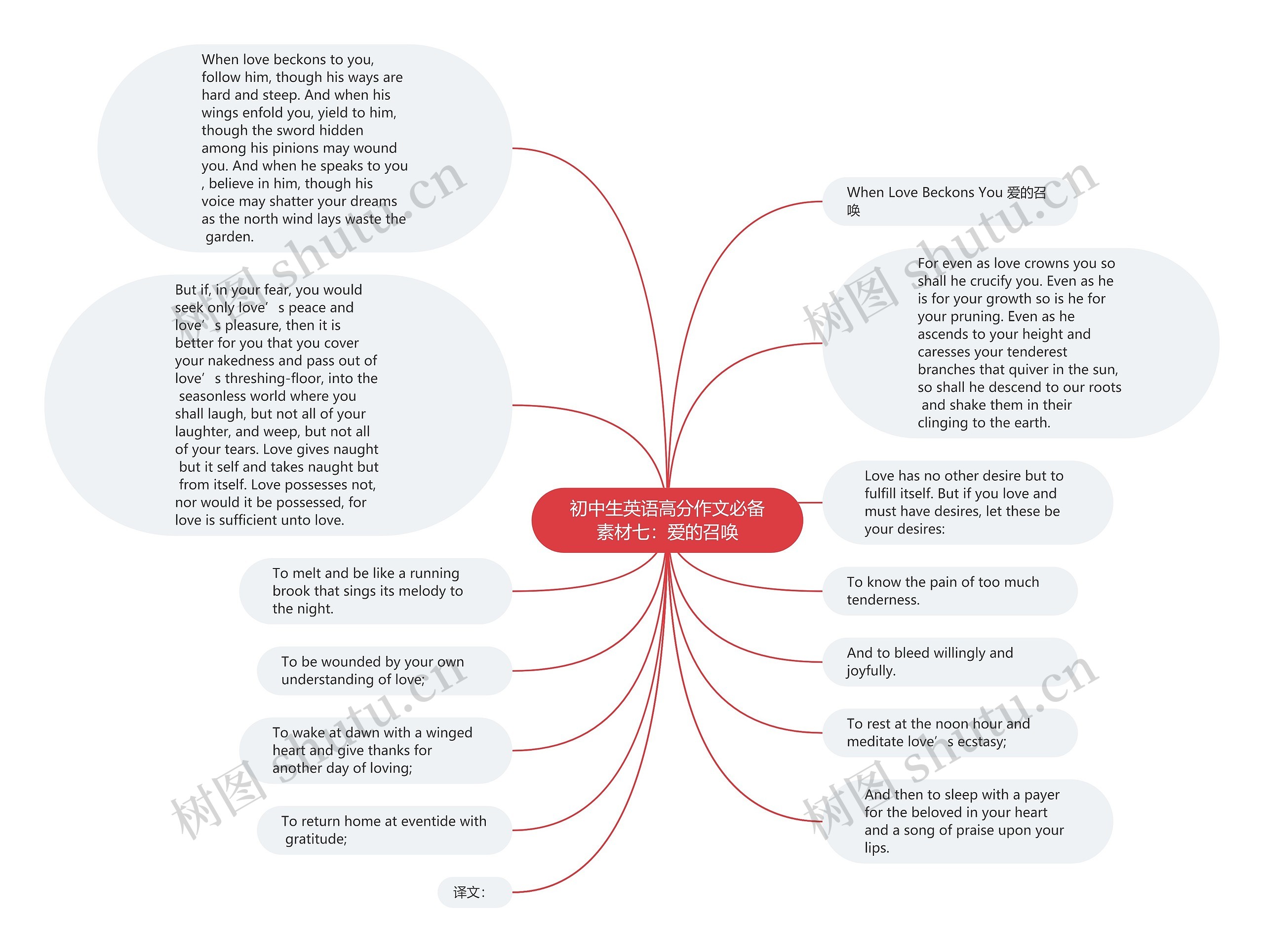 初中生英语高分作文必备素材七：爱的召唤思维导图