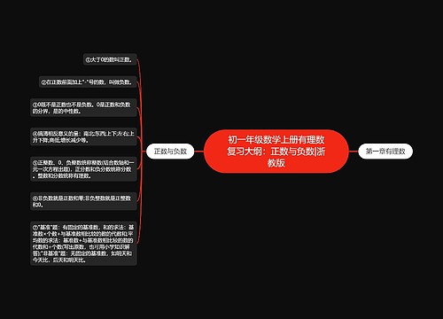 初一年级数学上册有理数复习大纲：正数与负数|浙教版