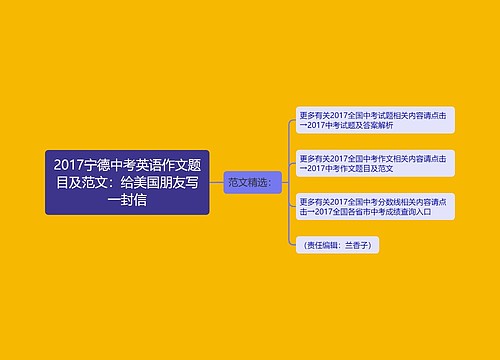 2017宁德中考英语作文题目及范文：给美国朋友写一封信