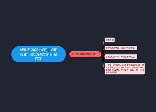 部编版-2023七(下)古诗词背诵：过松源晨炊漆公店(其五)