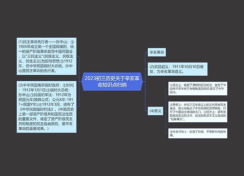 2023初三历史关于辛亥革命知识点归纳