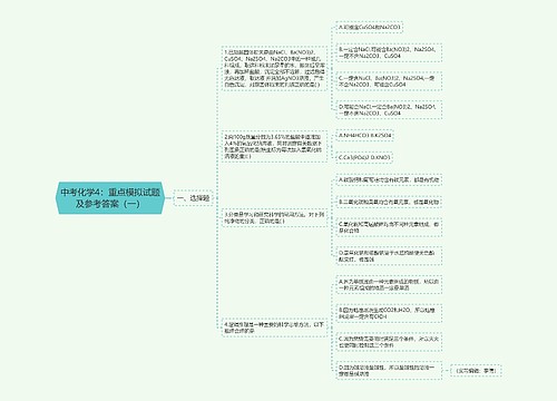 中考化学4：重点模拟试题及参考答案（一）