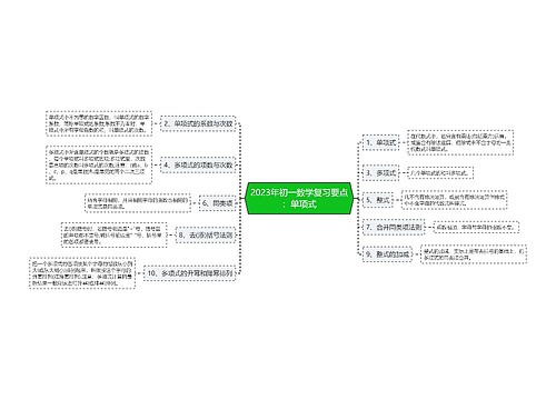 2023年初一数学复习要点：单项式