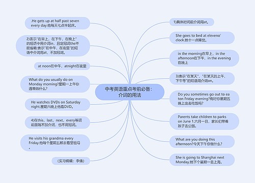 中考英语重点考前必备：介词的用法