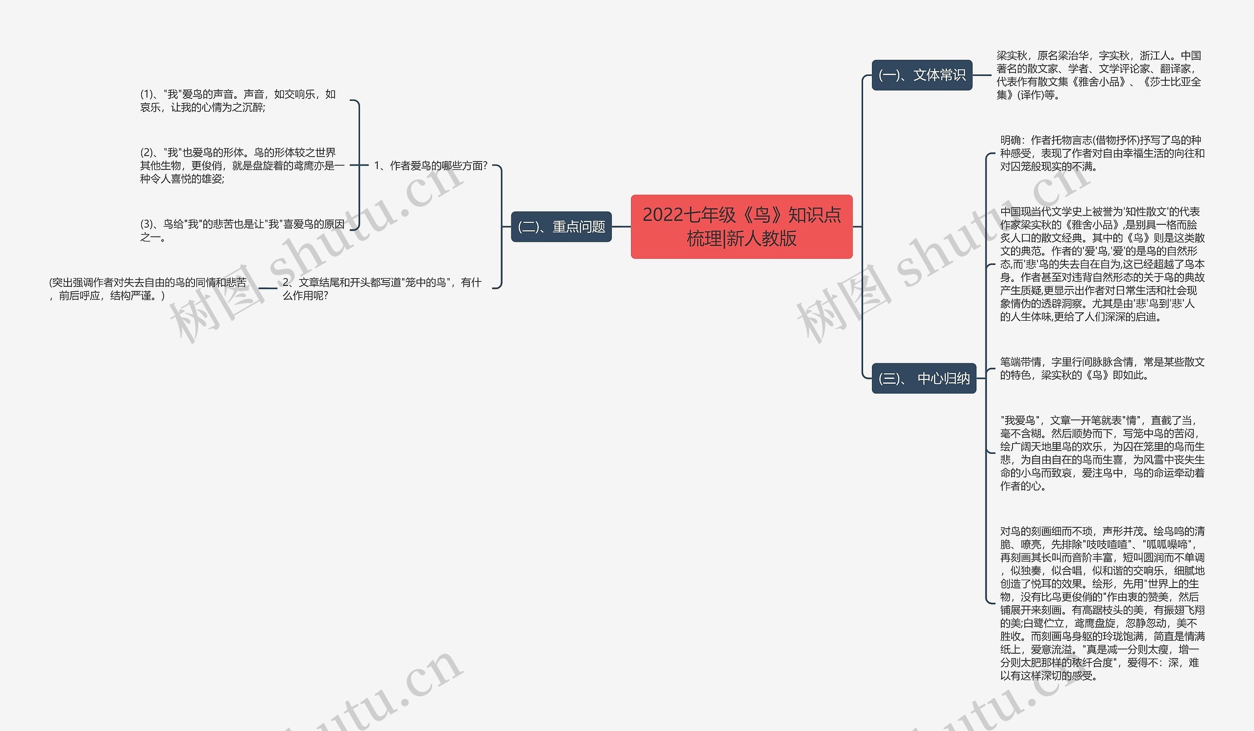 2022七年级《鸟》知识点梳理|新人教版思维导图