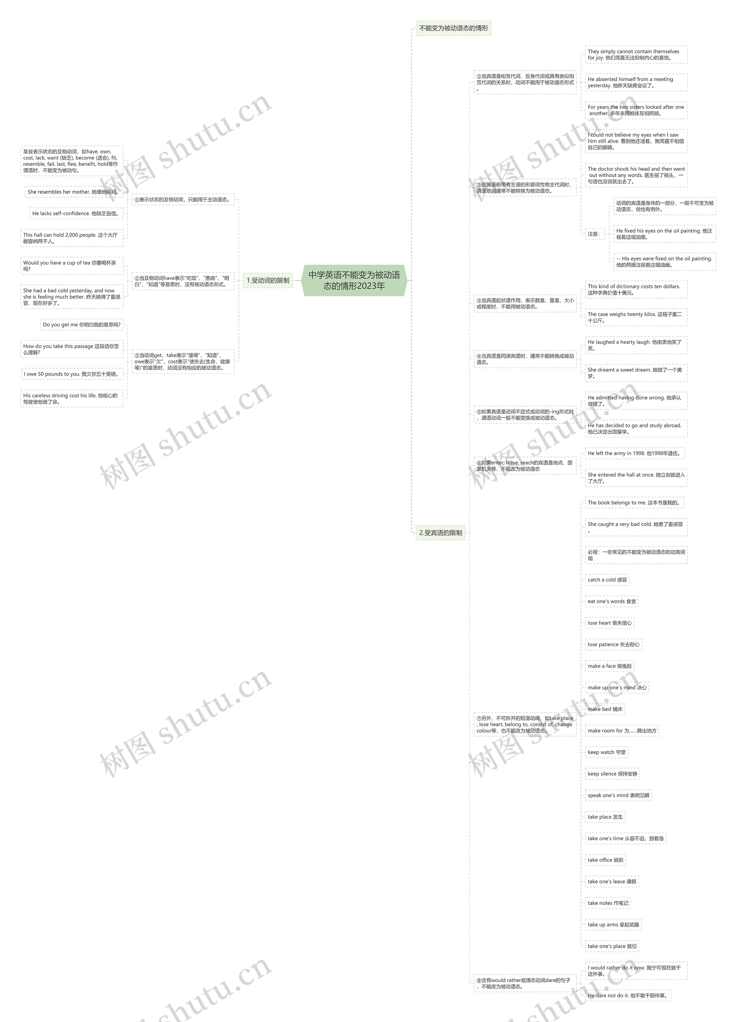 中学英语不能变为被动语态的情形2023年思维导图