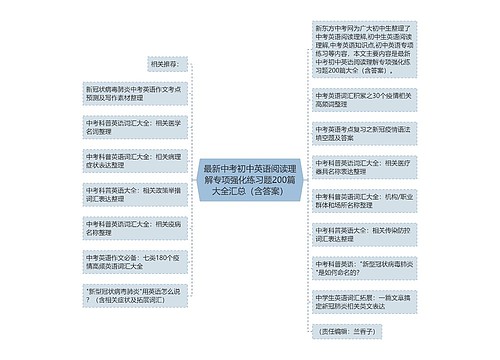 最新中考初中英语阅读理解专项强化练习题200篇大全汇总（含答案）