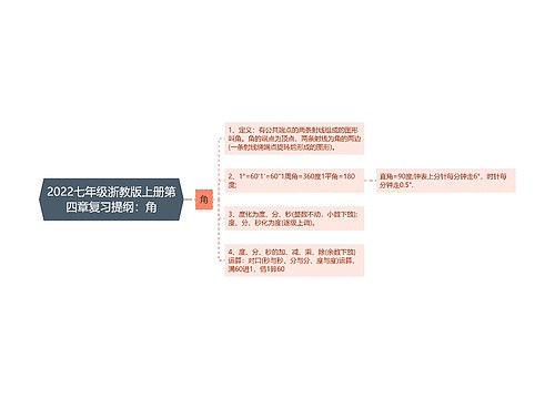 2022七年级浙教版上册第四章复习提纲：角