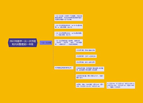 2022年数学一元一次方程知识点整理|初一年级