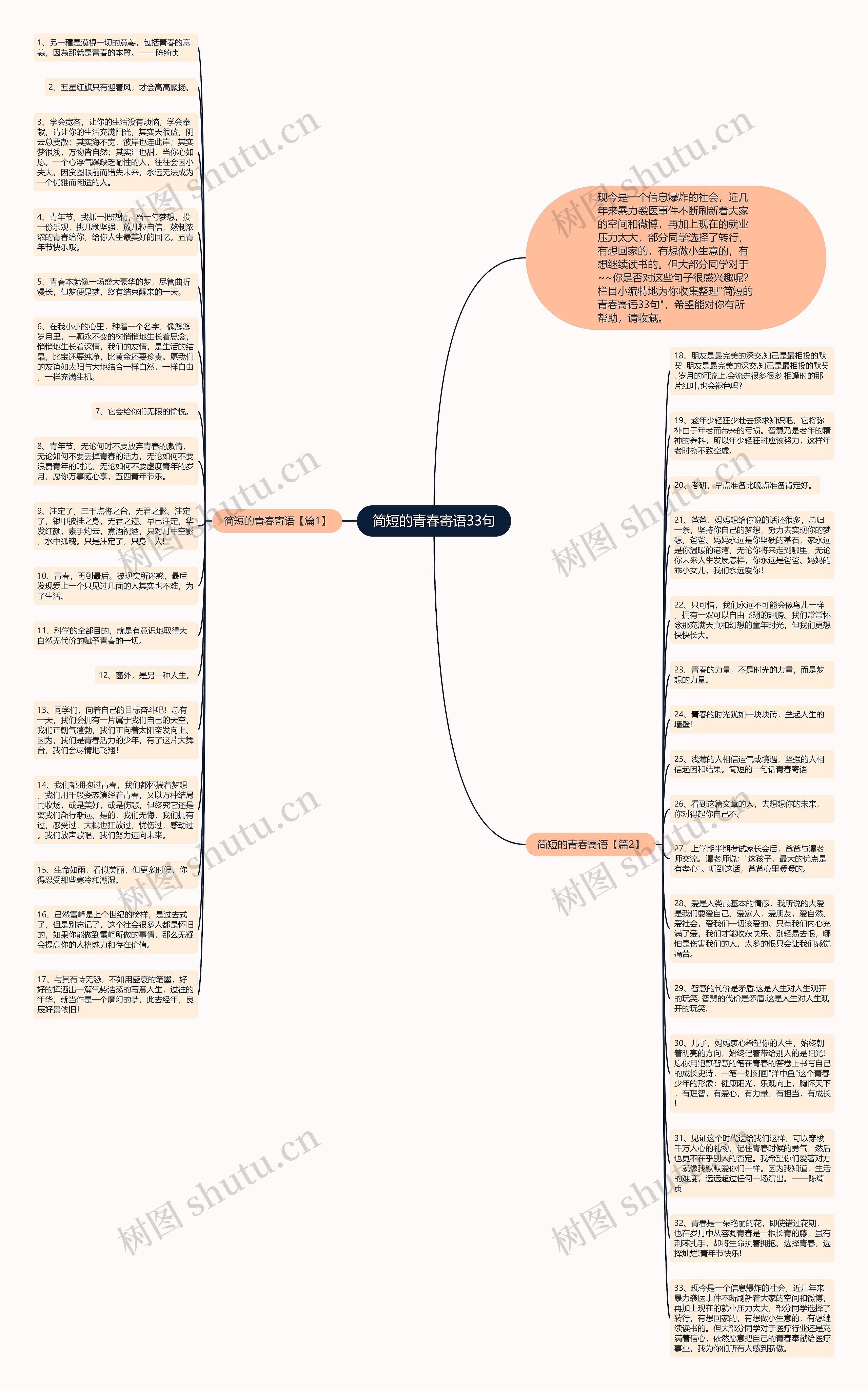 简短的青春寄语33句思维导图