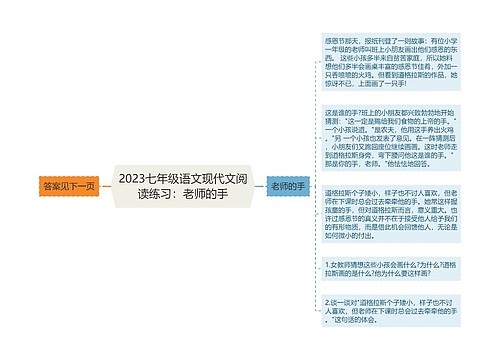 2023七年级语文现代文阅读练习：老师的手