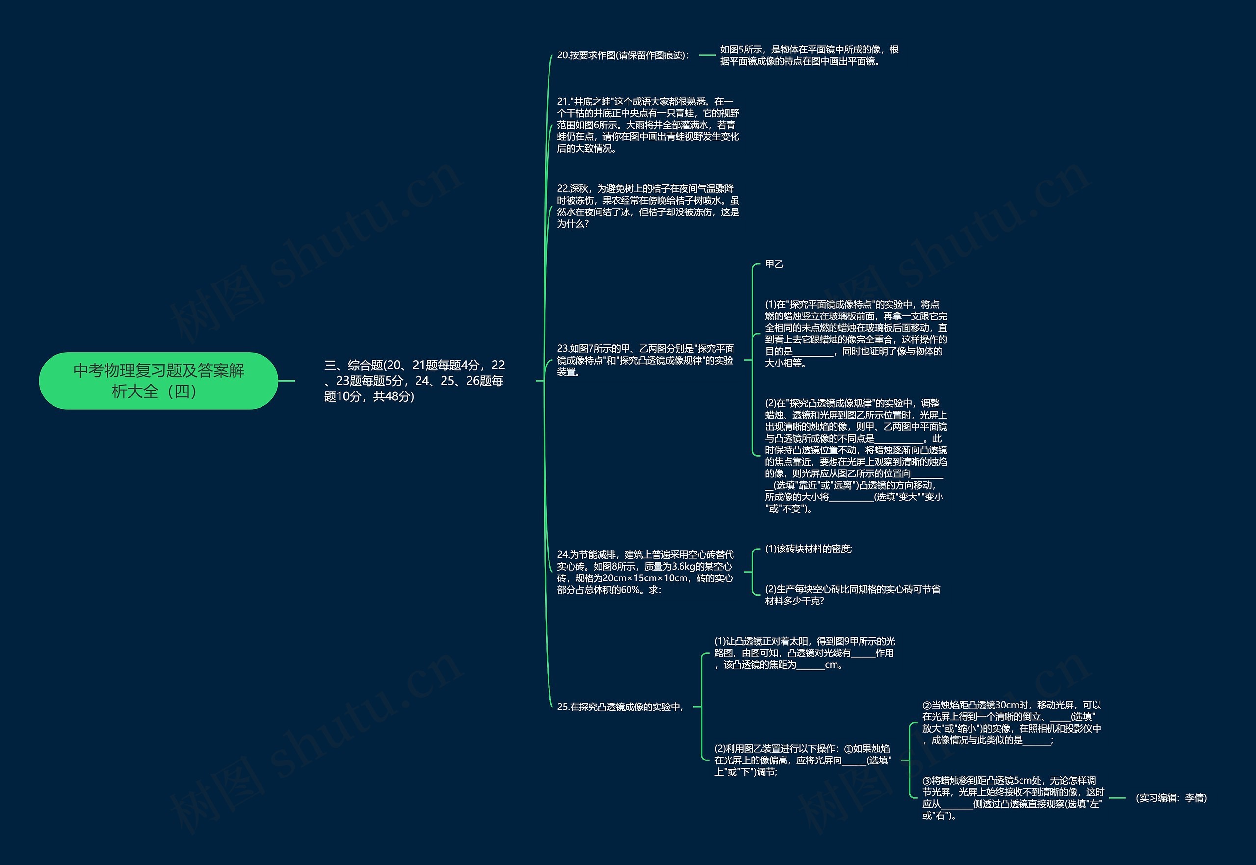 中考物理复习题及答案解析大全（四）思维导图