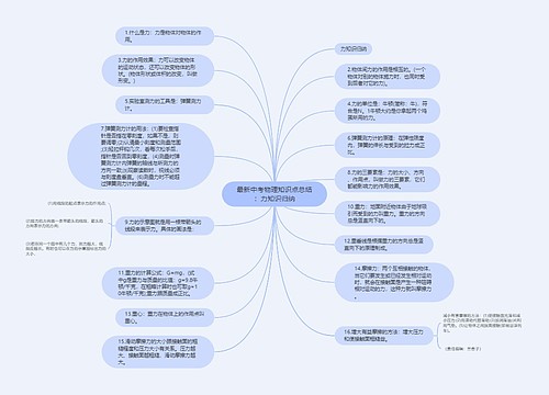 最新中考物理知识点总结：力知识归纳