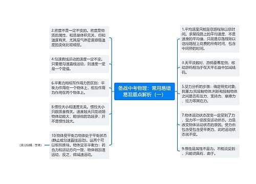 备战中考物理：常用易错易混重点解析（一）